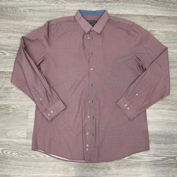 Angelo Litrico Mens Shirt Slim Fit Button Down Maroon Size XL - Picture 1 of 7